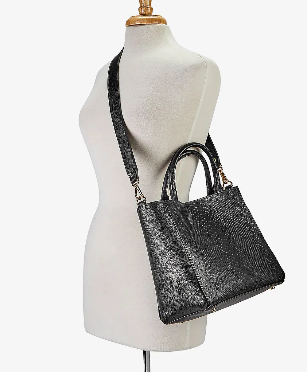 GiGi New York HUDSON SATCHEL Embossed Python Leather
