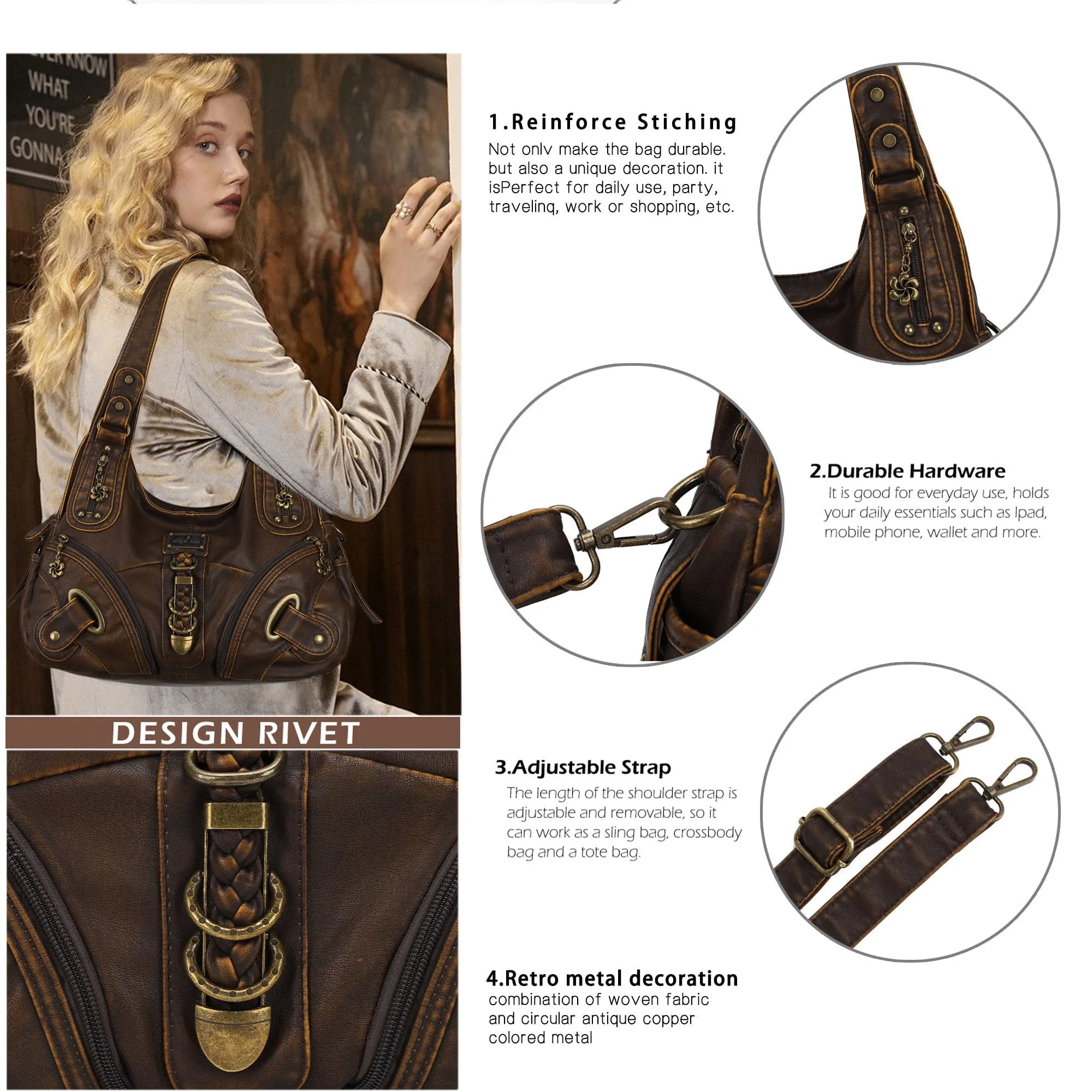 Hobo style retro shoulder purse