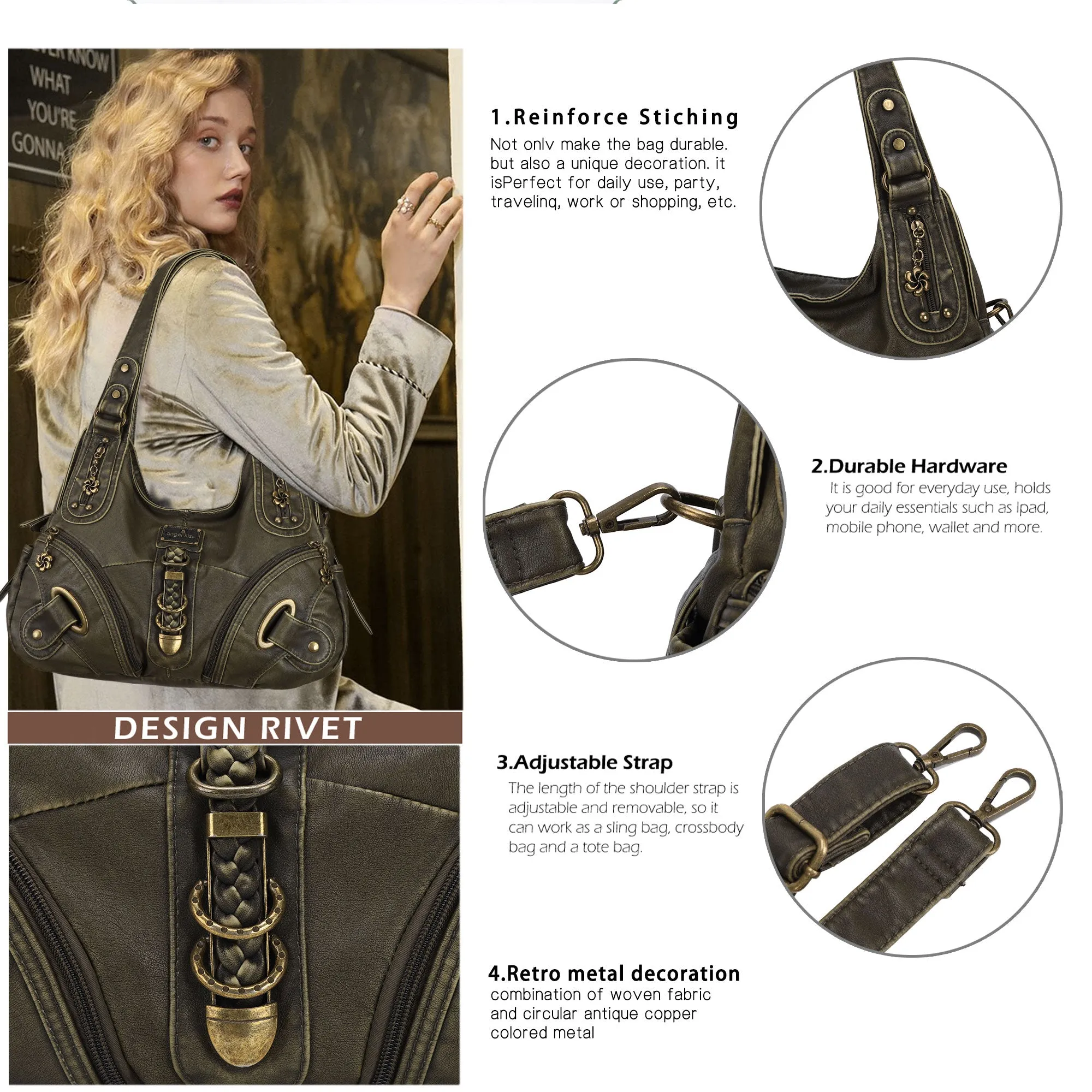 Hobo style retro shoulder purse