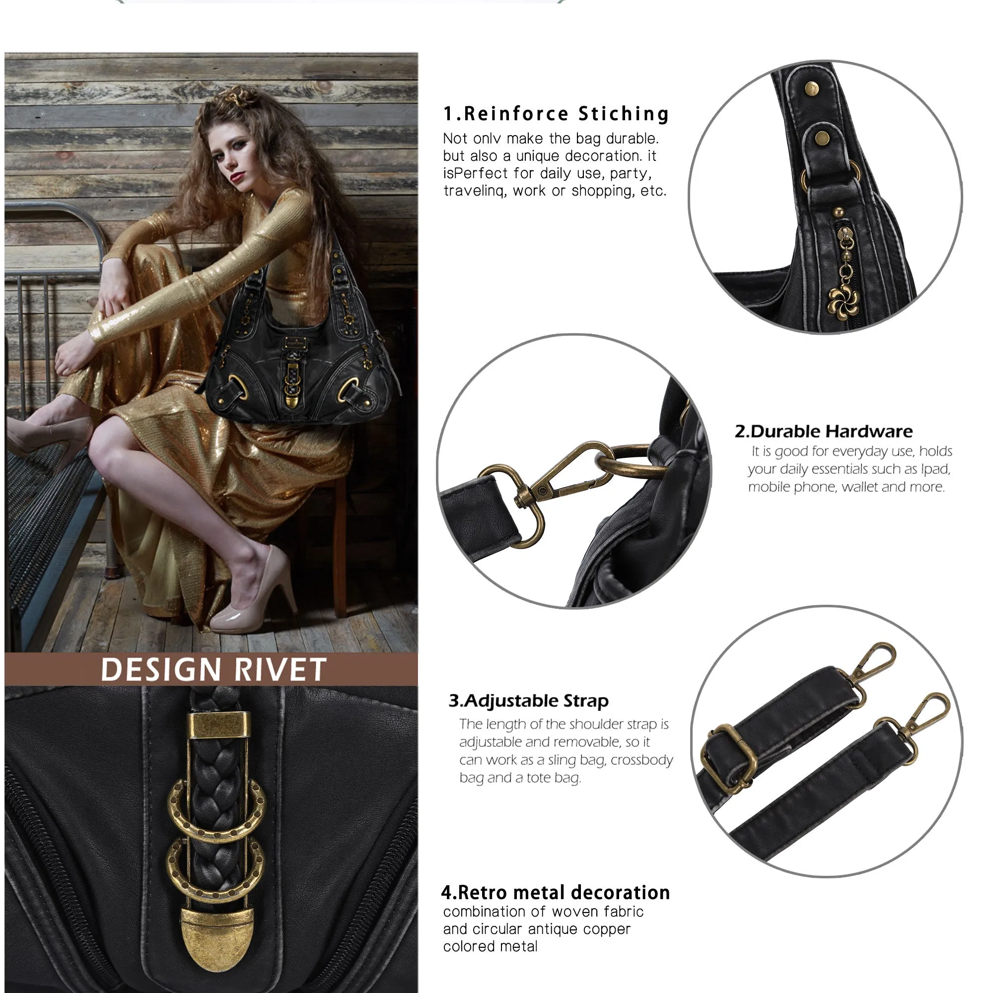 Hobo style retro shoulder purse