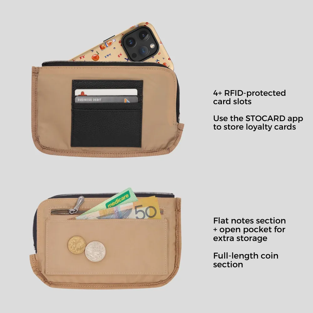 Leather Phone Wallet Pouch -- Milk Tea
