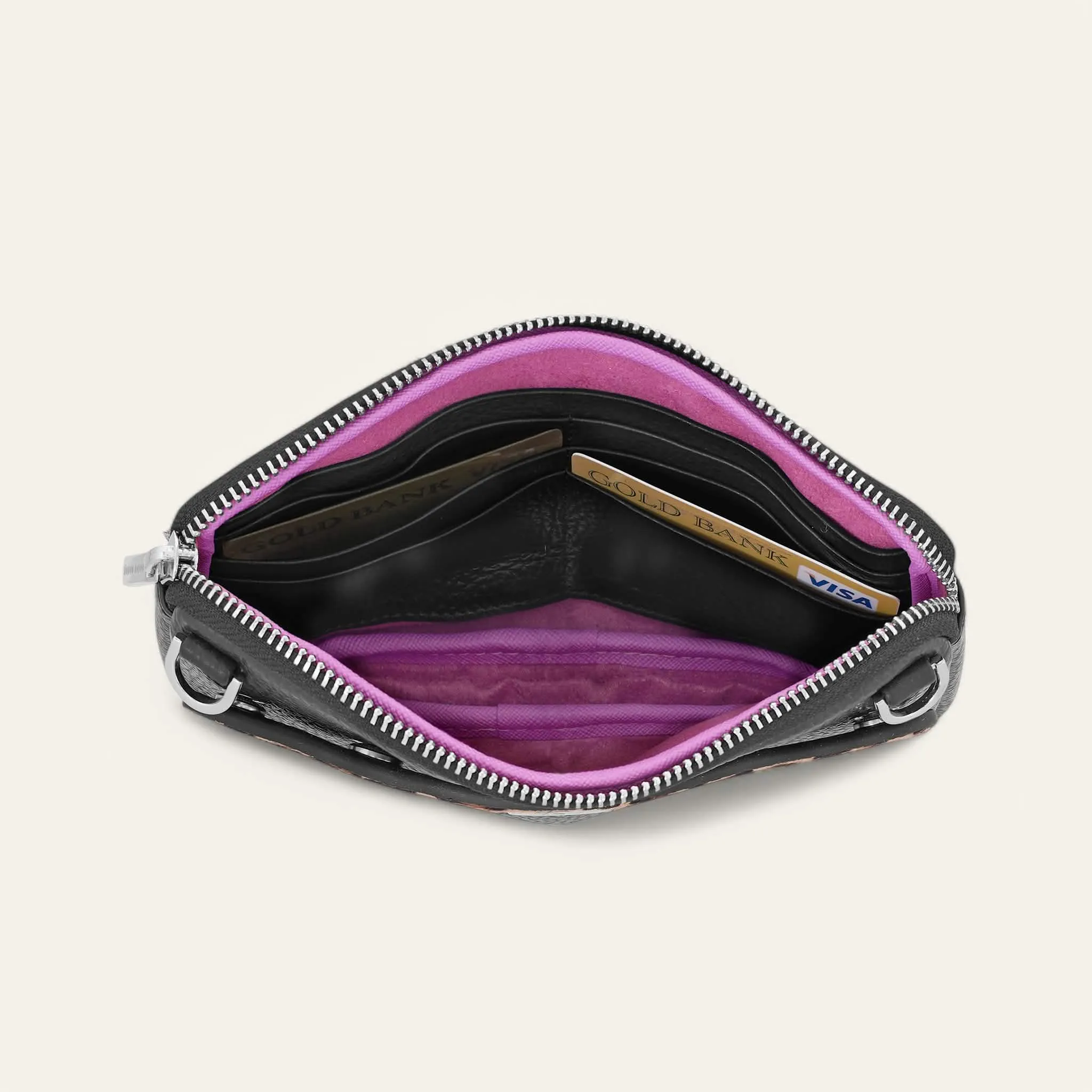 Millie Pouch | Leopard Black with Silver hardware