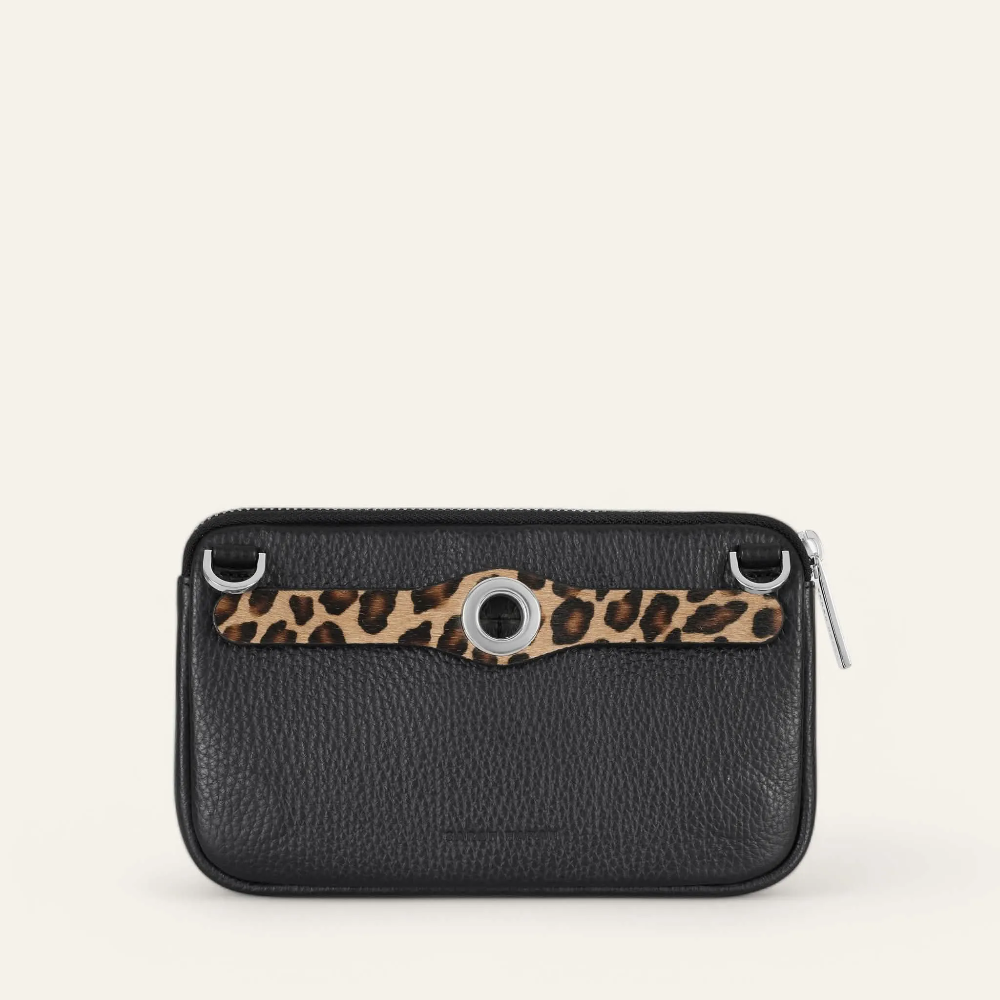 Millie Pouch | Leopard Black with Silver hardware