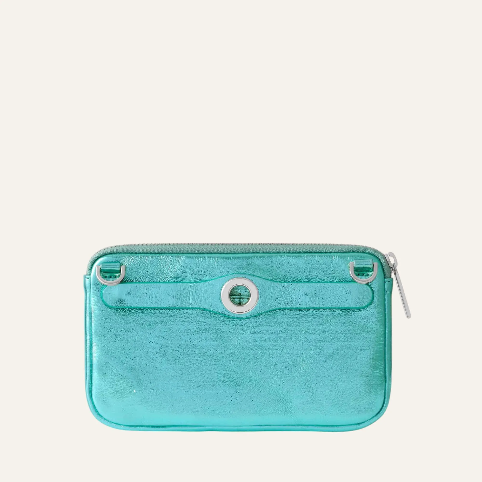 Millie Pouch | Metallic Turquoise with Silver hardware