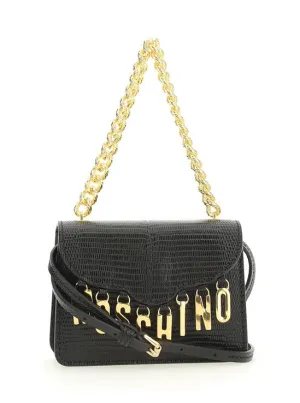 Moschino Logo Plaque Chained Mini Shoulder Bag