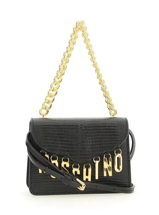 Moschino Logo Plaque Chained Mini Shoulder Bag