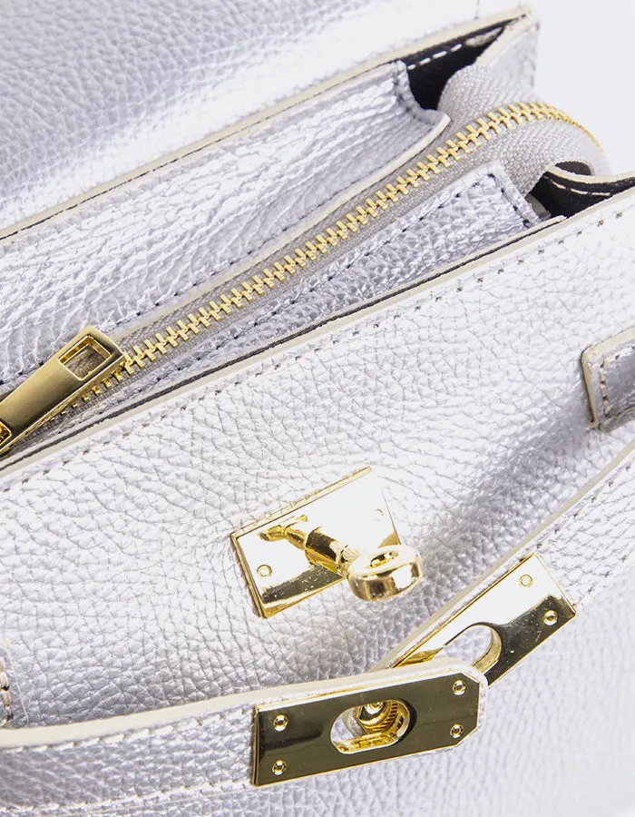 Vance Silver Metal Leather