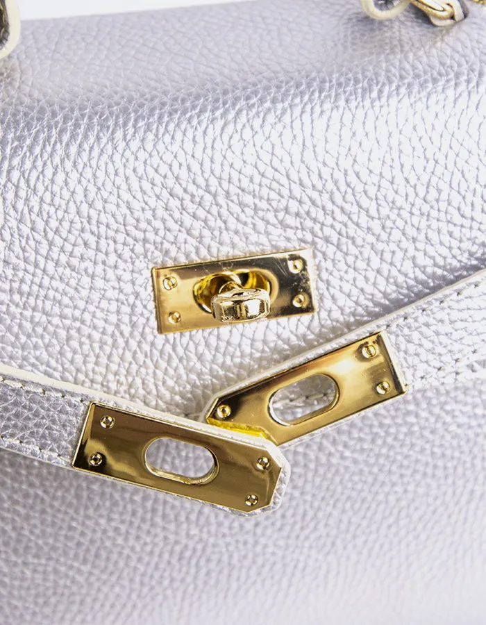 Vance Silver Metal Leather