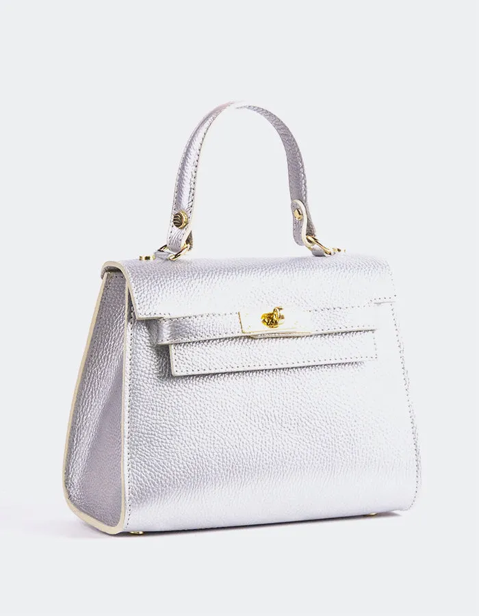 Vance Silver Metal Leather